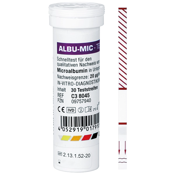 Cleartest MicroAlbumin Rapid Test Strip (Urine) - 25 Tests (Loose in a Can)